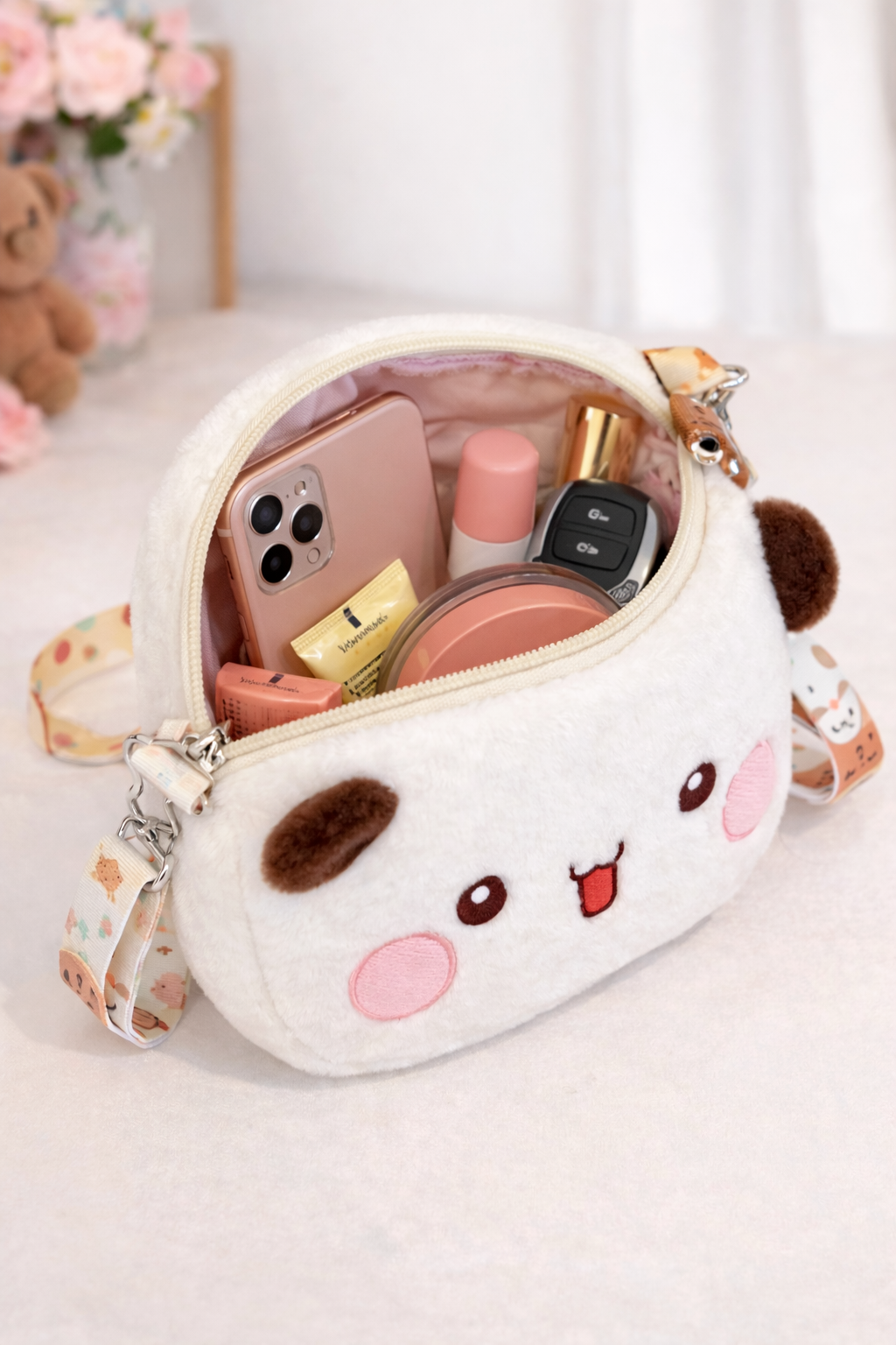 Yier Panda Bear Plush Backpack & Bubu Dudu Kawaii Crossbody Bag