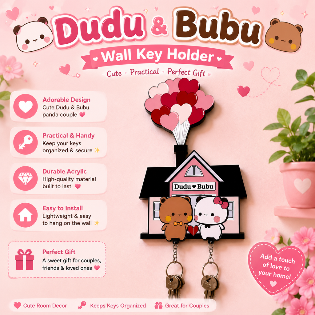 Dudu & Bubu Wall Key Holder for Couples 🏡💕